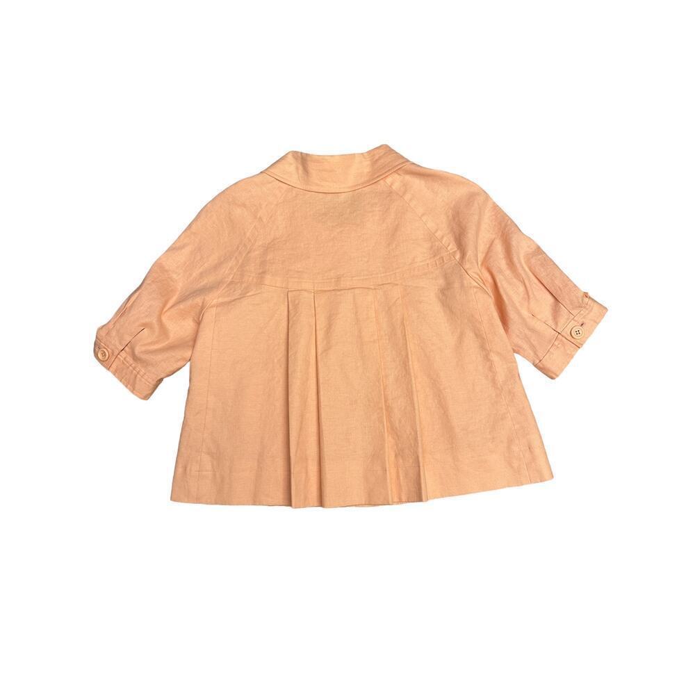 ANTONIO MELANI Bolero Jacket Womens Size 6 Linen Lined Pleated Cropped - Picture 2 of 12